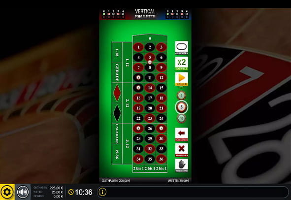 Das Vertical Roulette Spiel kostenlos ausprobieren.