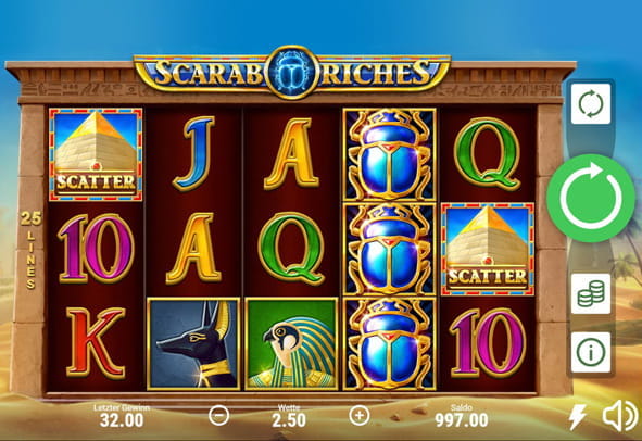Der Spielablauf des Titels Scarab Riches vom Hersteller Booongo.