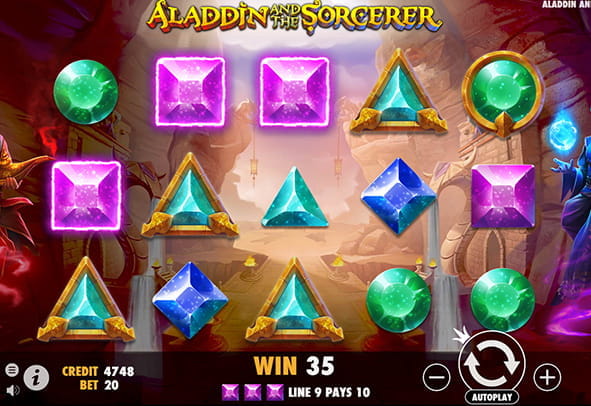 Eine kostenlose Demo-Version des Aladdin and the Sorcerer Slots.