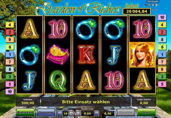 Eine kostenlose Demo-Version des Garden of Riches Slot.