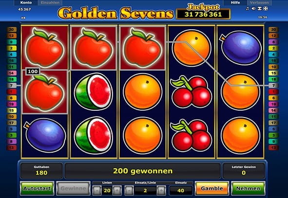 Der Jackpot Slot Golden Sevens gratis spielen