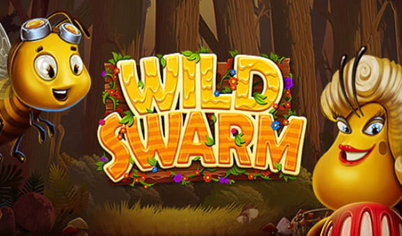 Das Wild Swarm Slot Logo mit seinem Funktionen im Spiel.