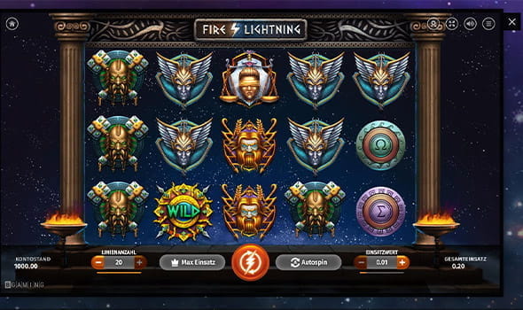 Ein RTP-Wert von 97,61% bietet der Online Automat Fire Lightning.