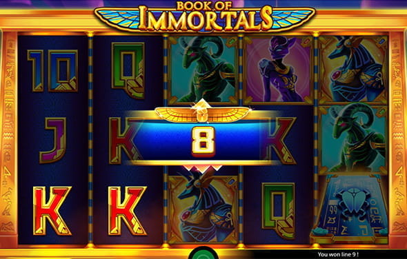 Der Book of Immortals Spielautomat von iSoftBet mit einer Auszahlungsrate von 96,31%.