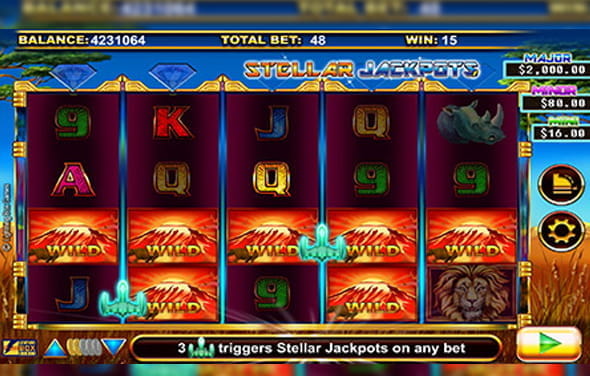 Der Slot Stellar Jackpots with Serengeti Lions von Lightning Box. 