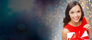 Ein Geschenk mit dem Logo des Online Casinos Vulkan Vegas.