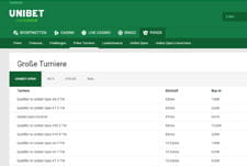Verschiedene Turniere bei Unibet Poker.