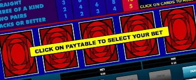 Ein Video Poker Spielfeld.