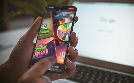 Online Casino Spiele auf einem Android Mobilgerät.